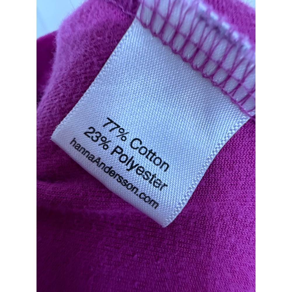 Hanna Andersson Velour Empire Waist Dress Girls 6-7 Magenta Berry Long Sleeve - Picture 7 of 7